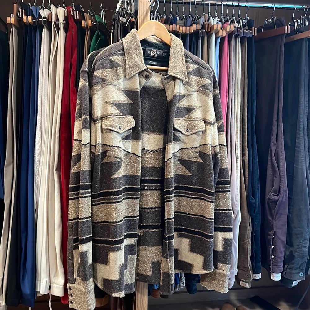 RRL Pearl snap southwestern shacket